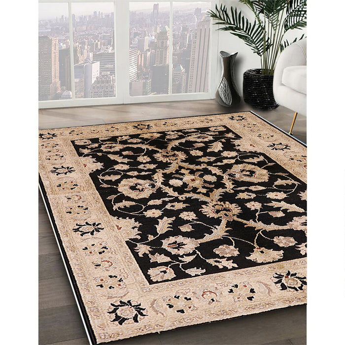 Machine Washable Industrial Modern Bakers Brown Rug in a Family Room, wshurb2861