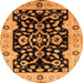 Round Machine Washable Oriental Orange Traditional Area Rugs, wshurb2861org