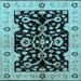 Square Machine Washable Oriental Light Blue Traditional Rug, wshurb2861lblu