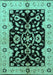 Machine Washable Oriental Turquoise Traditional Area Rugs, wshurb2861turq