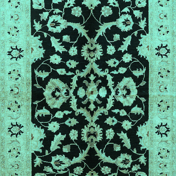 Machine Washable Oriental Turquoise Traditional Area Rugs, wshurb2861turq