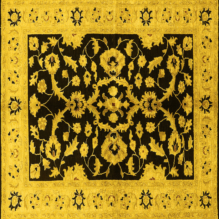 Square Machine Washable Oriental Yellow Traditional Rug, wshurb2861yw