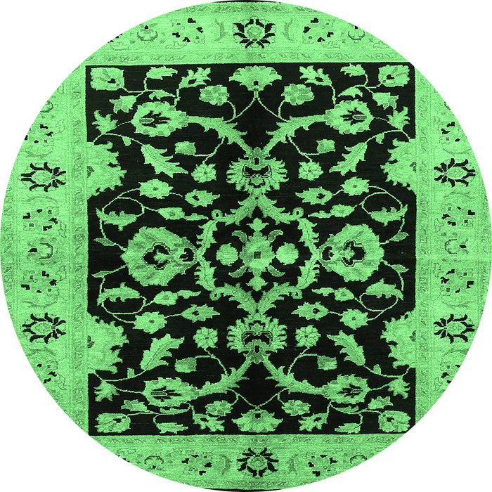 Round Oriental Emerald Green Traditional Rug, urb2861emgrn