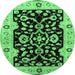 Round Oriental Emerald Green Traditional Rug, urb2861emgrn