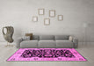 Machine Washable Oriental Pink Traditional Rug in a Living Room, wshurb2861pnk