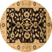 Round Oriental Brown Traditional Rug, urb2861brn