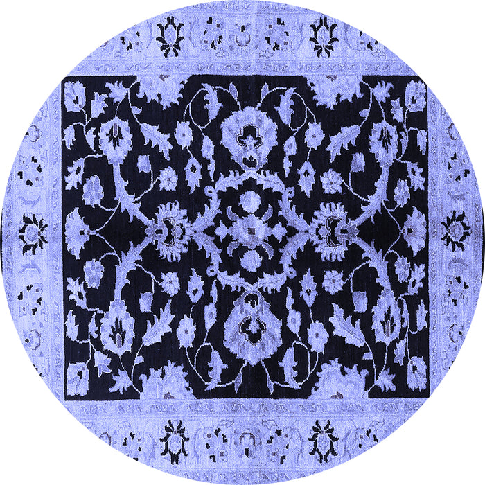 Round Oriental Blue Traditional Rug, urb2861blu