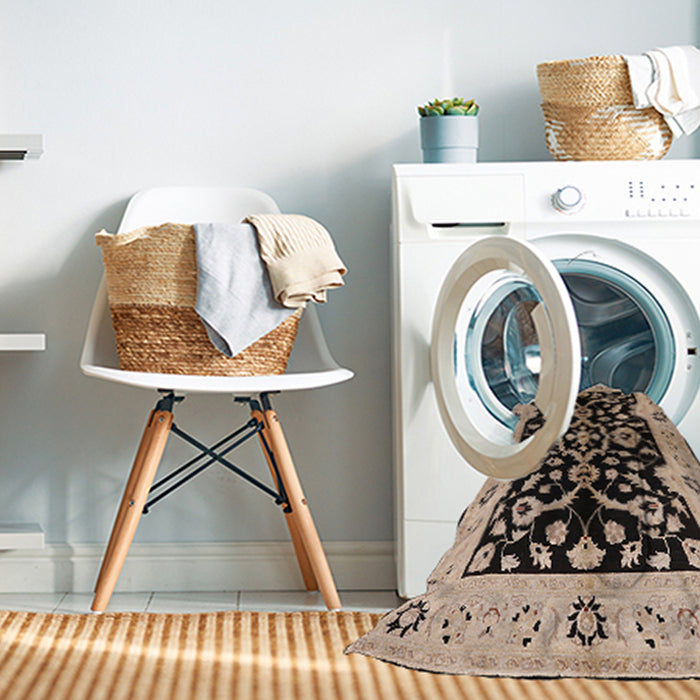 Machine Washable Industrial Modern Bakers Brown Rug in a Washing Machine, wshurb2861