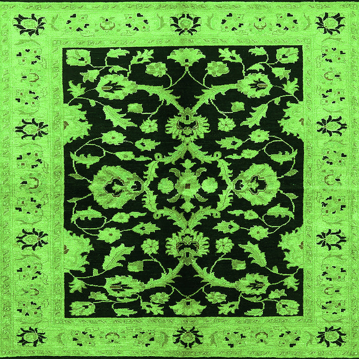 Square Oriental Green Traditional Rug, urb2861grn