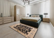 Mid-Century Modern Bakers Brown Oriental Rug in a Bedroom, urb2861