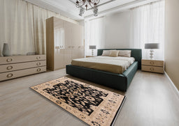 Mid-Century Modern Bakers Brown Oriental Rug in a Bedroom, urb2861