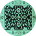 Round Oriental Turquoise Traditional Rug, urb2861turq