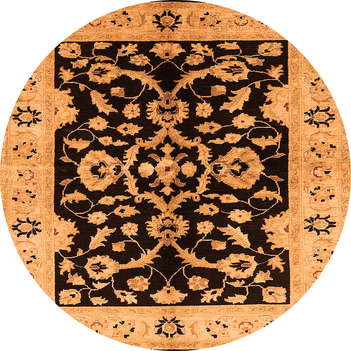Round Oriental Orange Traditional Rug, urb2861org