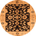 Round Oriental Orange Traditional Rug, urb2861org