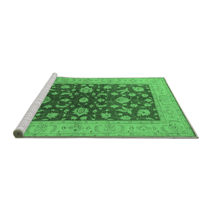 Sideview of Machine Washable Oriental Emerald Green Industrial Area Rugs, wshurb2862emgrn