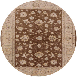 Round Machine Washable Industrial Modern Saddle Brown Rug, wshurb2862