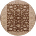 Round Machine Washable Industrial Modern Saddle Brown Rug, wshurb2862