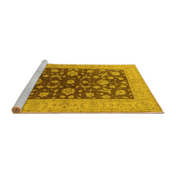 Sideview of Machine Washable Oriental Yellow Industrial Rug, wshurb2862yw