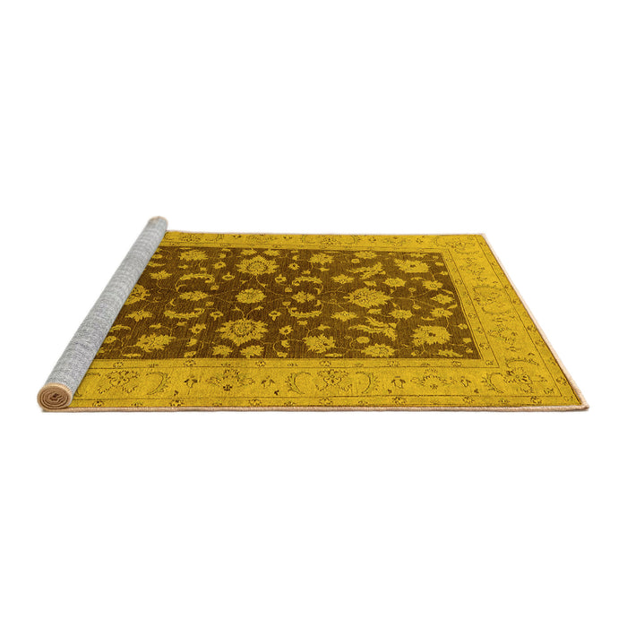 Sideview of Machine Washable Oriental Yellow Industrial Rug, wshurb2862yw