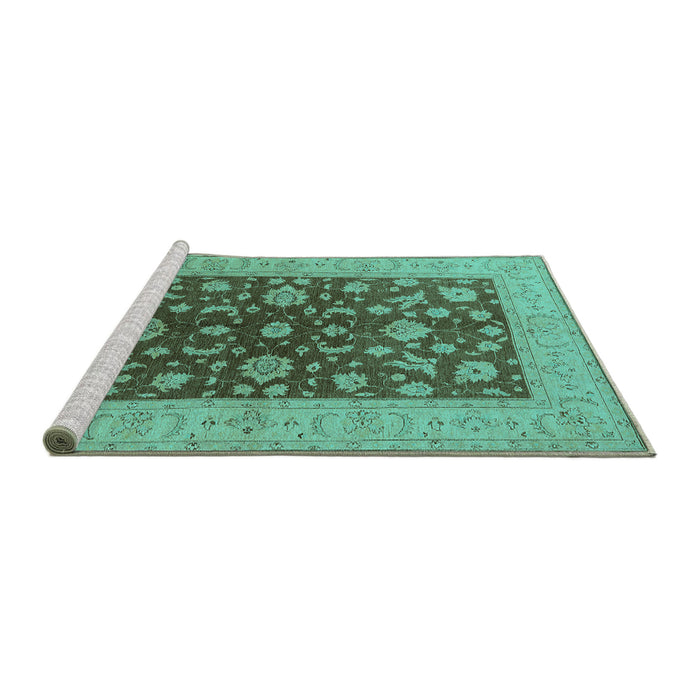 Sideview of Machine Washable Oriental Turquoise Industrial Area Rugs, wshurb2862turq