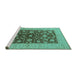 Sideview of Machine Washable Oriental Turquoise Industrial Area Rugs, wshurb2862turq