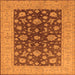 Square Machine Washable Oriental Orange Industrial Area Rugs, wshurb2862org