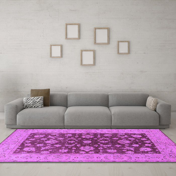 Machine Washable Oriental Purple Industrial Area Rugs in a Living Room, wshurb2862pur