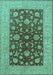 Machine Washable Oriental Turquoise Industrial Area Rugs, wshurb2862turq