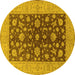 Round Machine Washable Oriental Yellow Industrial Rug, wshurb2862yw