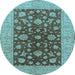 Round Oriental Light Blue Industrial Rug, urb2862lblu