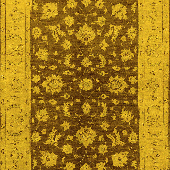 Machine Washable Oriental Yellow Industrial Rug, wshurb2862yw