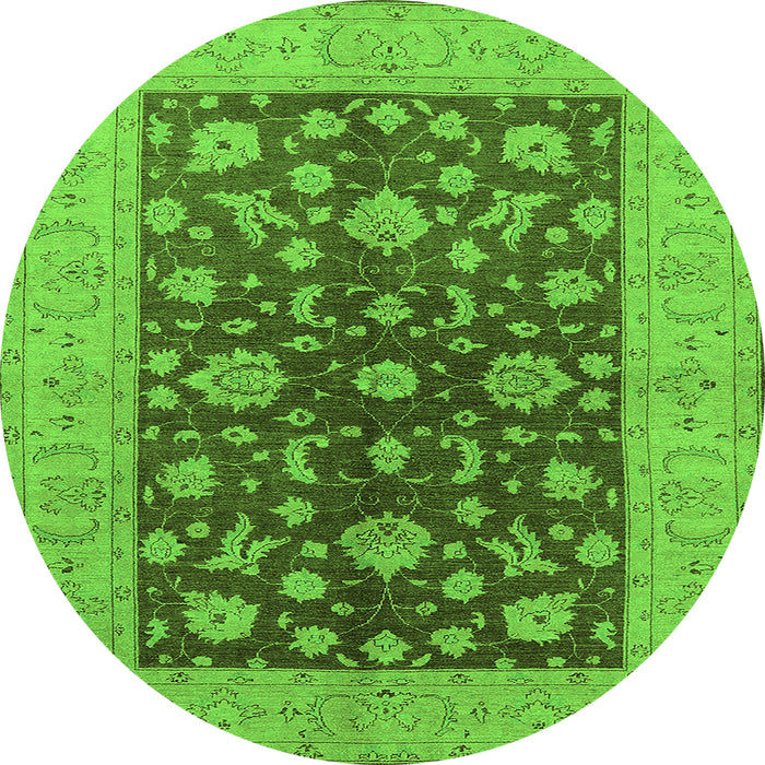 Round Machine Washable Oriental Green Industrial Area Rugs, wshurb2862grn