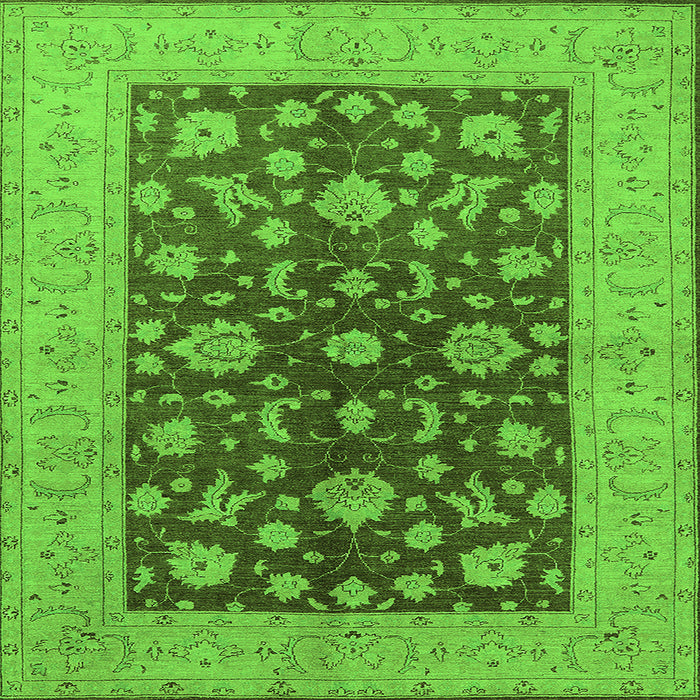 Square Machine Washable Oriental Green Industrial Area Rugs, wshurb2862grn