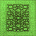 Square Machine Washable Oriental Green Industrial Area Rugs, wshurb2862grn