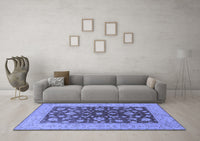 Machine Washable Oriental Blue Industrial Rug, wshurb2862blu