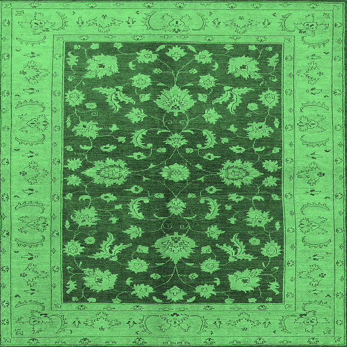 Square Machine Washable Oriental Emerald Green Industrial Area Rugs, wshurb2862emgrn
