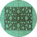 Round Oriental Turquoise Industrial Rug, urb2862turq