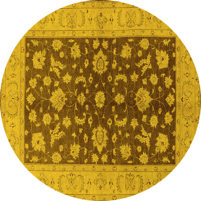 Round Oriental Yellow Industrial Rug, urb2862yw