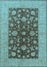 Machine Washable Oriental Light Blue Industrial Rug, wshurb2862lblu