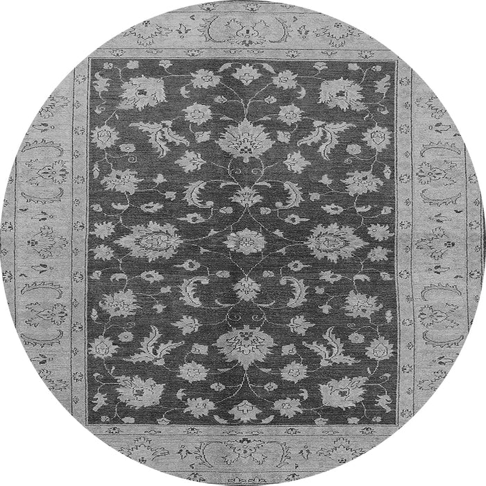 Round Machine Washable Oriental Gray Industrial Rug, wshurb2862gry