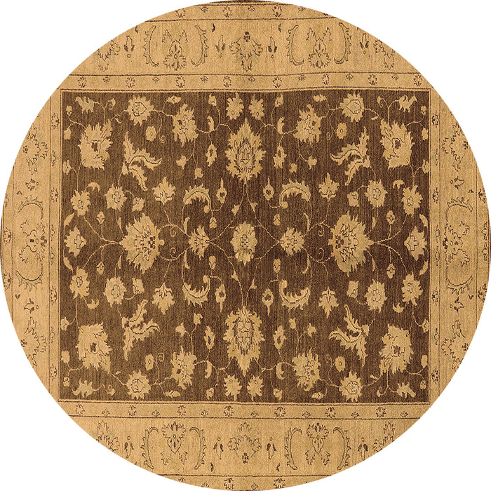 Round Oriental Brown Industrial Rug, urb2862brn
