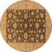 Round Oriental Brown Industrial Rug, urb2862brn