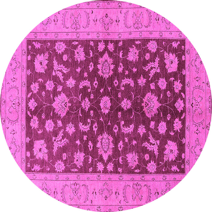 Round Machine Washable Oriental Pink Industrial Rug, wshurb2862pnk