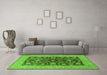 Machine Washable Oriental Green Industrial Area Rugs in a Living Room,, wshurb2862grn