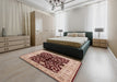 Mid-Century Modern Pastel Orange Oriental Rug in a Bedroom, urb2863