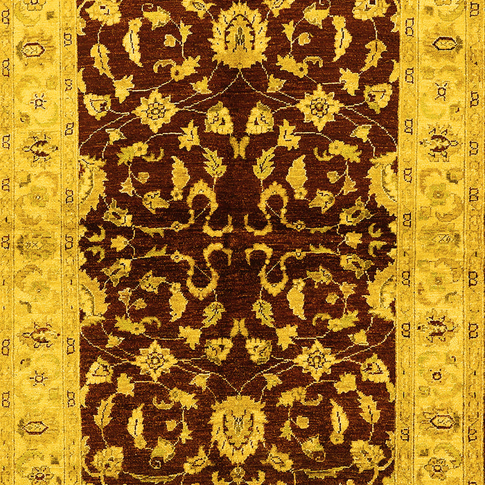 Machine Washable Oriental Yellow Industrial Rug, wshurb2863yw