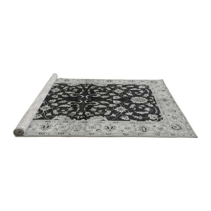 Sideview of Machine Washable Oriental Gray Industrial Rug, wshurb2863gry