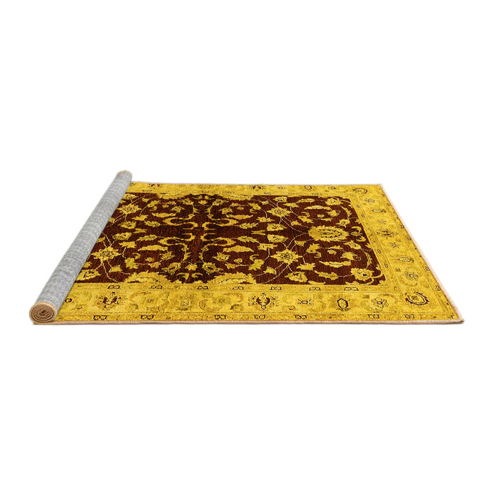 Sideview of Machine Washable Oriental Yellow Industrial Rug, wshurb2863yw