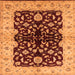 Square Machine Washable Oriental Orange Industrial Area Rugs, wshurb2863org