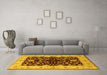 Machine Washable Oriental Yellow Industrial Rug in a Living Room, wshurb2863yw